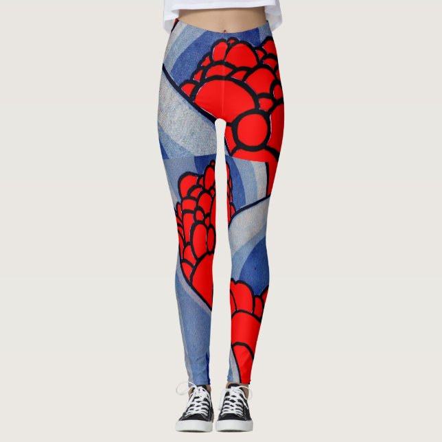 styled flowers and leaves print leggings (Front)