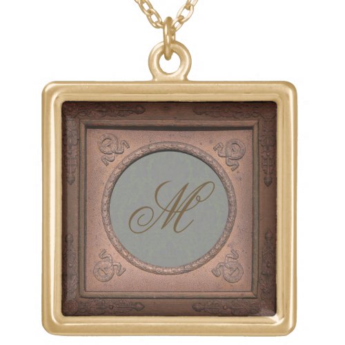 Styled Frame Damask Monogram Template Necklace 3