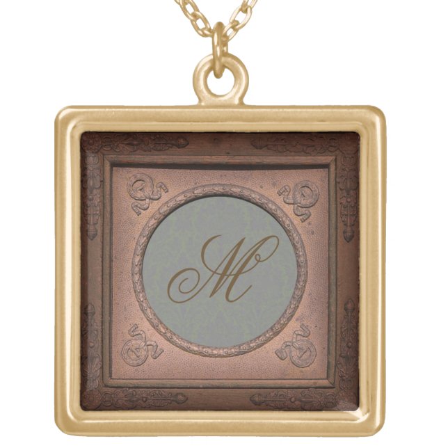 Styled Frame Damask Monogram Template Necklace 3 (Front)