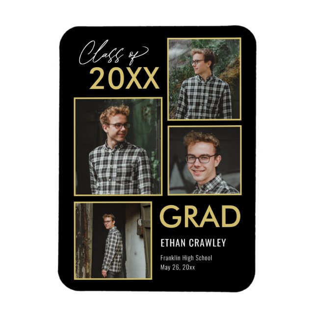Styled Gallery EDITABLE COLOR Graduation Magnet (Vertical)