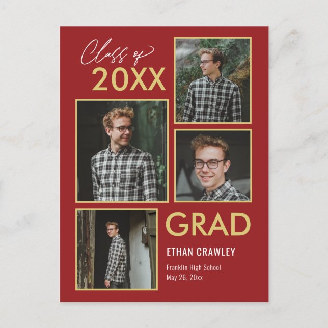 Styled Gallery Editable Color Graduation Postcard (Front)