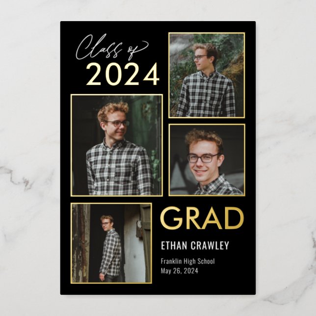 Styled Gallery Foil Graduation Announcement Invite (Front)