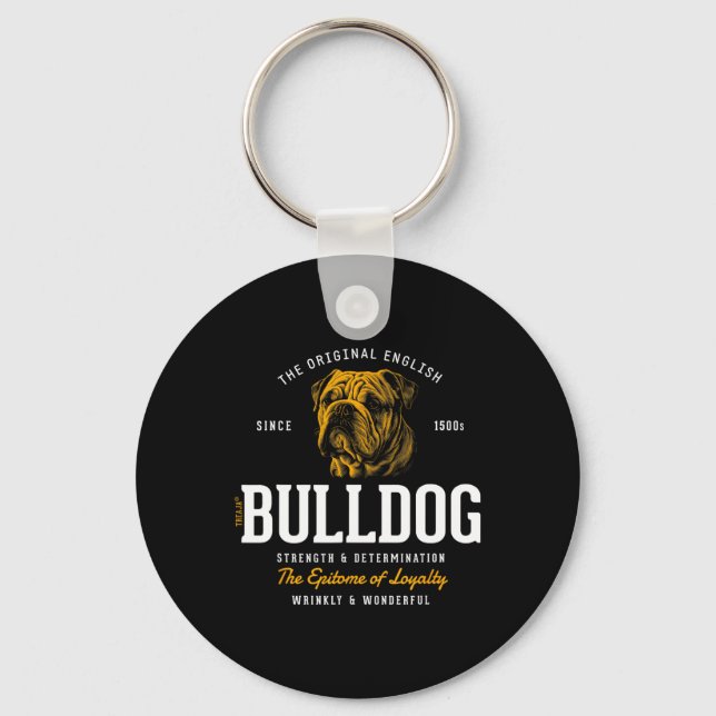Styled Retro English Bulldog  Keychain (Front)