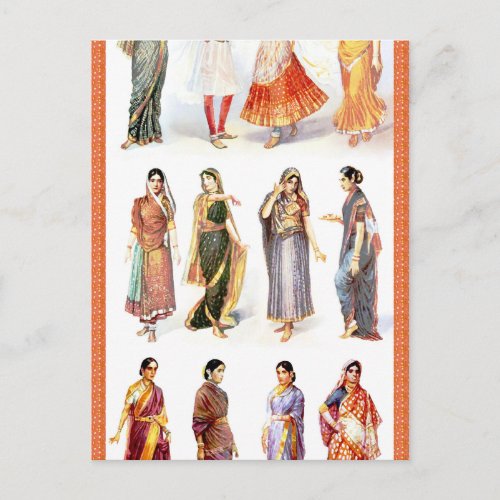Styles_of_Sari vintage print Postcard