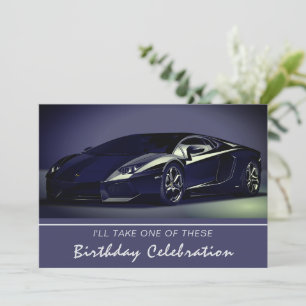 Stylin Fast Car Birthday Invitation