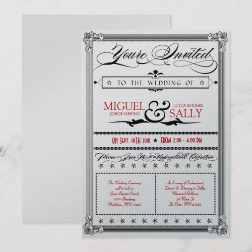 Stylin Metallic Red &amp; Black DIY Wedding Invitation