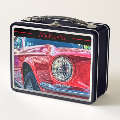 Stylin Red Car Metal Lunch Box