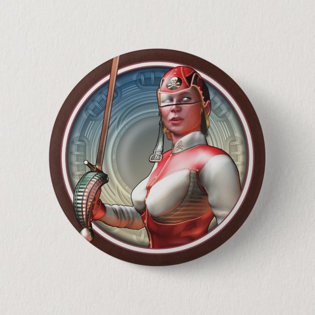 Stylin' Space Pirate Round Button (Front)