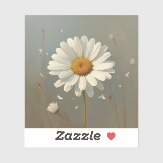 stylised blooming daisy paintings, sticker (Sheet)