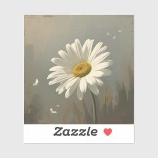 stylised blooming daisy paintings sticker