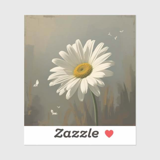 stylised blooming daisy paintings sticker (Sheet)