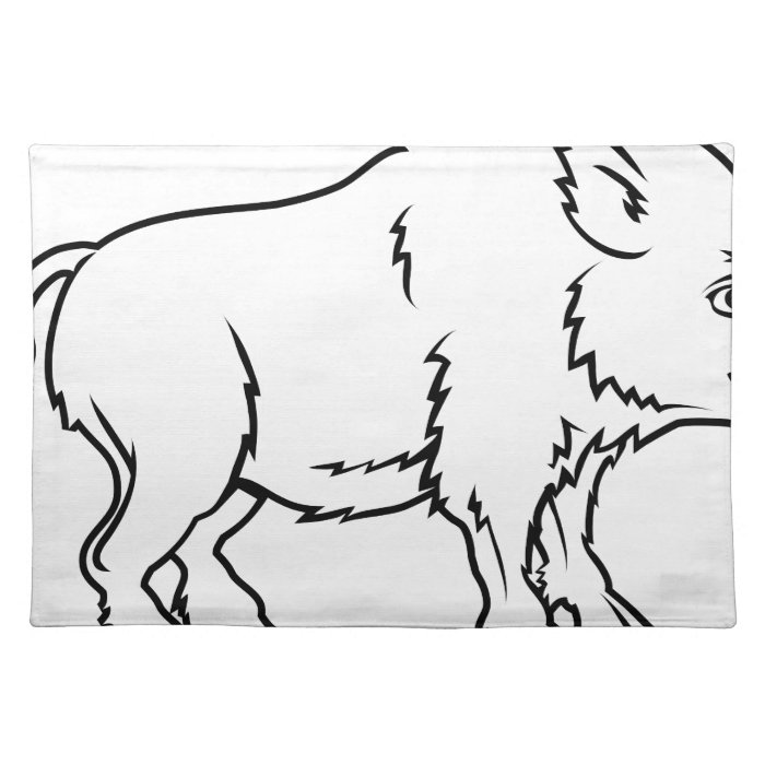 Stylised boar illustration placemats