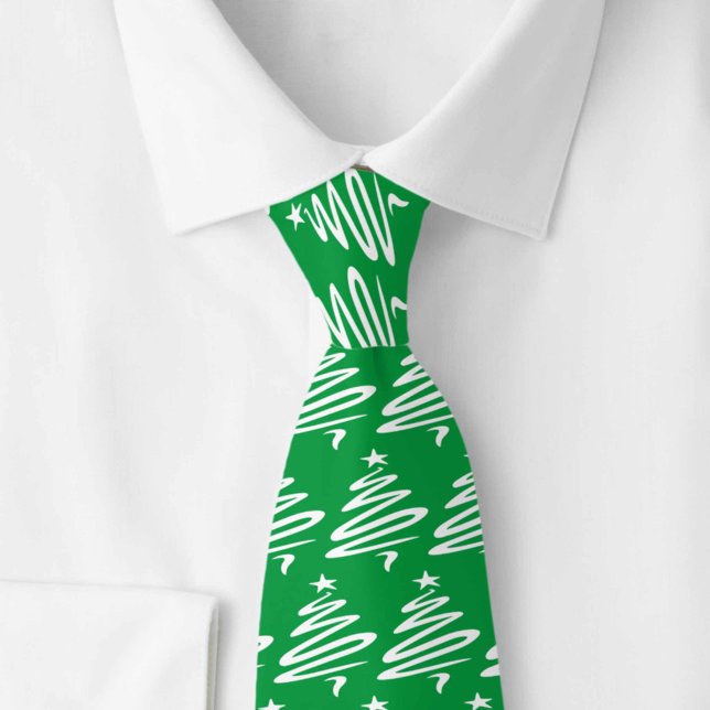 Stylised Christmas Trees Design. Mens Neck Tie (Creator Uploaded)