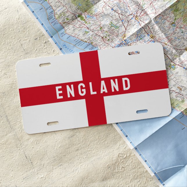 Stylised England Flag License Plate (In Situ)