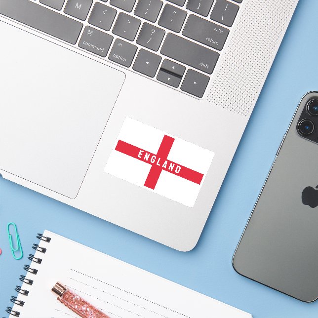 Stylised England Flag Sticker (Laptop w/ iPhone)