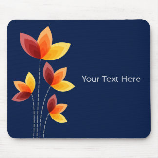 Stylised Flowers - Dark Blue 001744 Mouse Pad