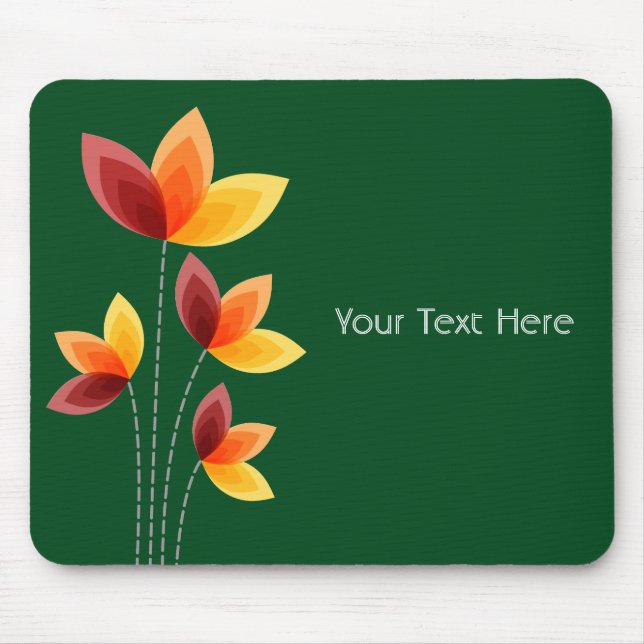 Stylised Flowers - Dark Green 02481c Mouse Pad (Front)