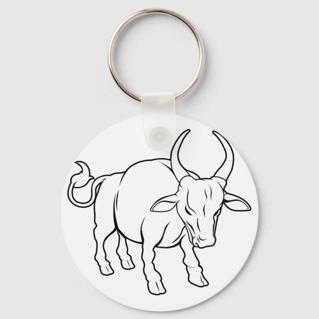Stylised ox illustration keychain (Front)