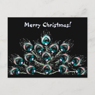 Stylised peacock's feathers holiday postcard