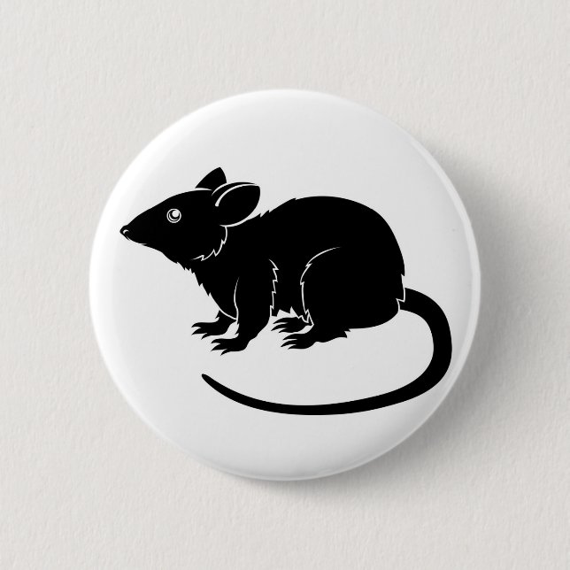 Stylised rat illustration button (Front)