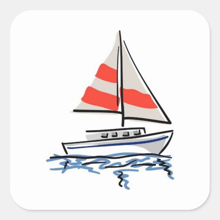 Stylised tropical sail boat sticker