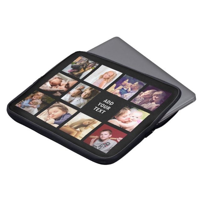 Stylish 11 Photo Collage Laptop Sleeve (Front Top)