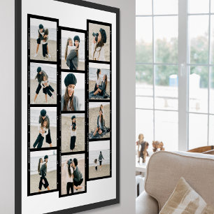 Stylish 12 Photo Collage Film Strip Family Poster