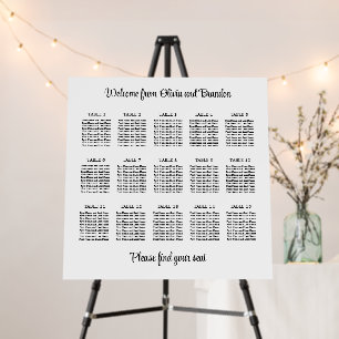 Stylish 15 Table Wedding Seating Chart Foam Board