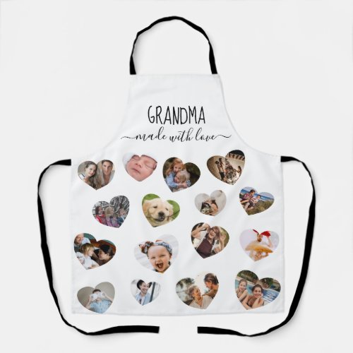 Stylish 16 Photo Heart Collage Apron