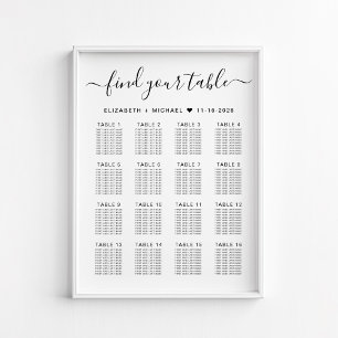 Stylish 16 Table Wedding Seating Chart
