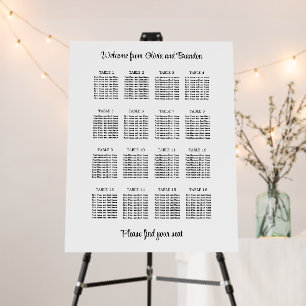 Stylish 16 Table Wedding Seating Chart Foam Board