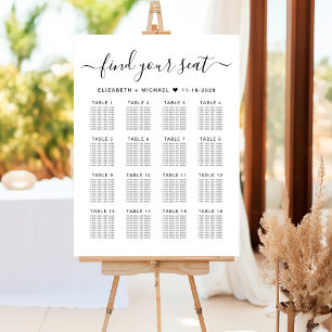 Stylish 16 Table Wedding Seating Chart Foam Board