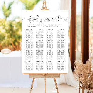 Stylish 16 Table Wedding Seating Chart Foam Board