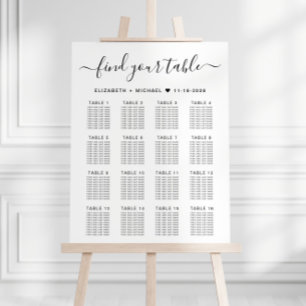 Stylish 16 Table Wedding Seating Chart Foam Board