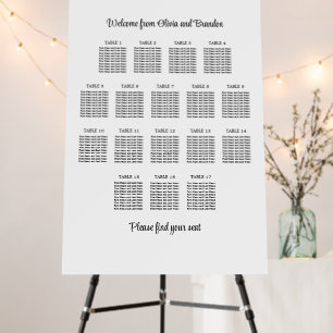 Stylish 17 Table Wedding Seating Chart Foam Board