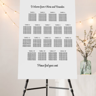 Stylish 18 Table Wedding Seating Chart Foam Board