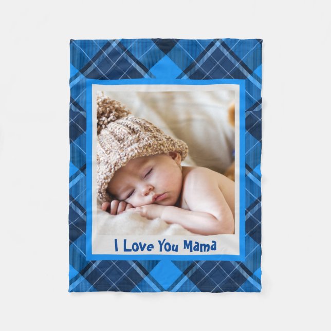 Stylish 1 Photo Collage Message to Mom  Fleece Blanket (Front)