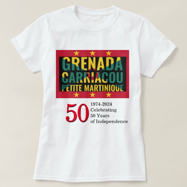Stylish 2024 GRENADA 50th Anniversary Independence T-Shirt (Design Front)