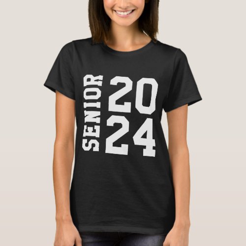 Stylish 2024 Senior Bold School Logo Black T_Shirt
