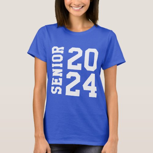 Stylish 2024 Senior Bold School Logo Blue T_Shirt