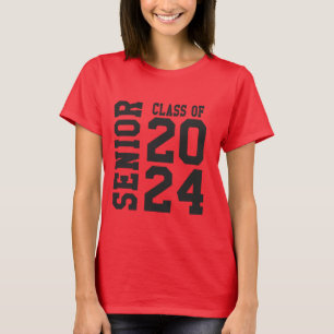 Stylish 2024 Senior Bold School Logo Red T-Shirt