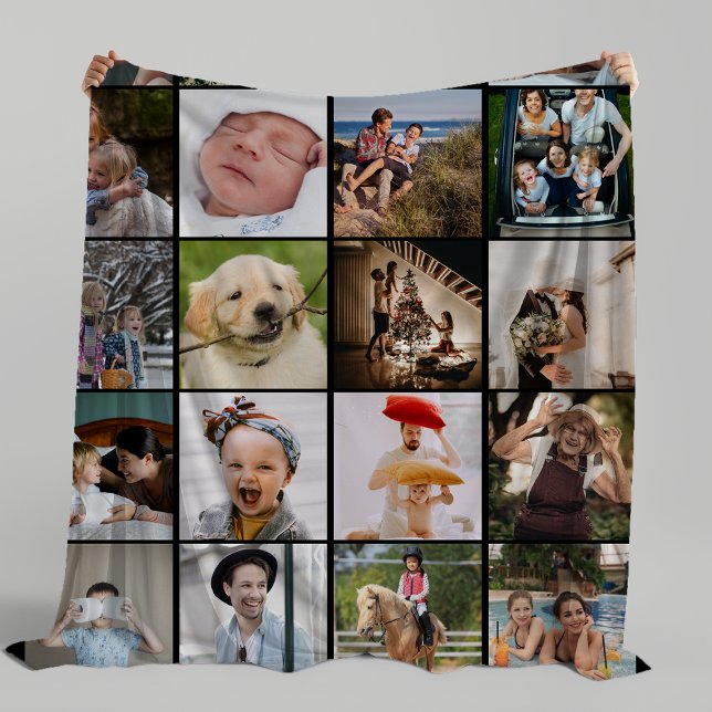 Stylish 20 Photo Collage Cozy Fleece Blanket (Creator Uploaded)