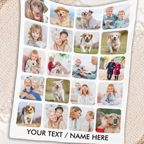 Stylish 20 Photo Collage Personalized Pictures Fleece Blanket