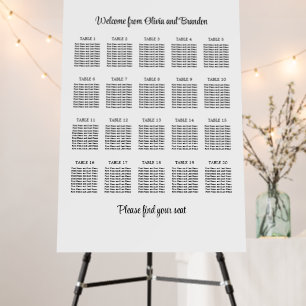 Stylish 20 Table Wedding Seating Chart Foam Board