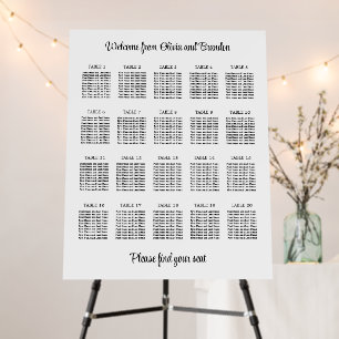 Stylish 20 Table Wedding Seating Chart Foam Board
