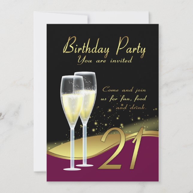 Stylish 21st Birthday Party Invitation (Front)