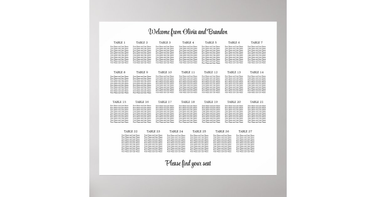 seating chart poster template