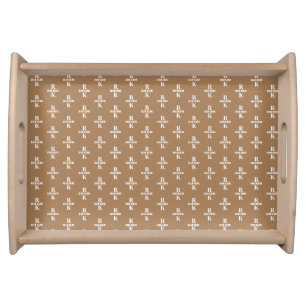 Stylish 2-letter Monograms stamped allover Brown Serving Tray