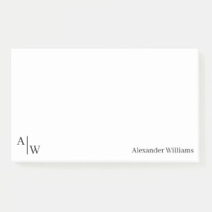 Stylish 2 Monogram Initial Professional Office Post-it Notes