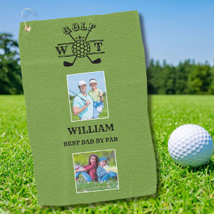 Stylish 2 Photo Best Dad By Par Golf Towel